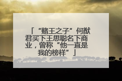 “赌王之子”何猷君买下王思聪名下商业，曾称“他一直是我的榜样”